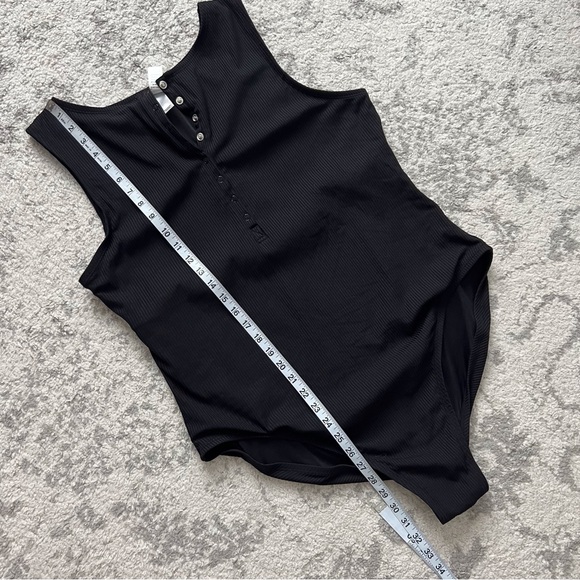 Andie Malibu Black Ribbed Snap High Neck Bathing Suit One-Piece Neutral XXXL - Picture 7 of 9